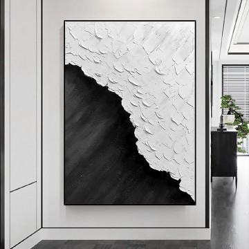 黒と白 Painting - ブラック ホワイト ビーチ ウェーブ サンド 09 by Palette Knife 壁装飾